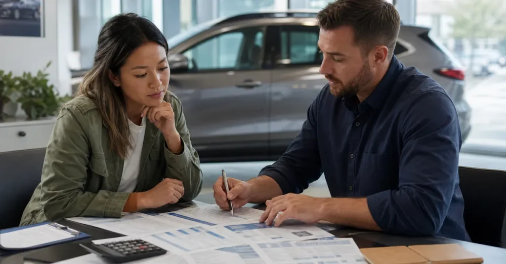 2026 car buying costs: U.S. buyer comparing price sheets and financing before purchase