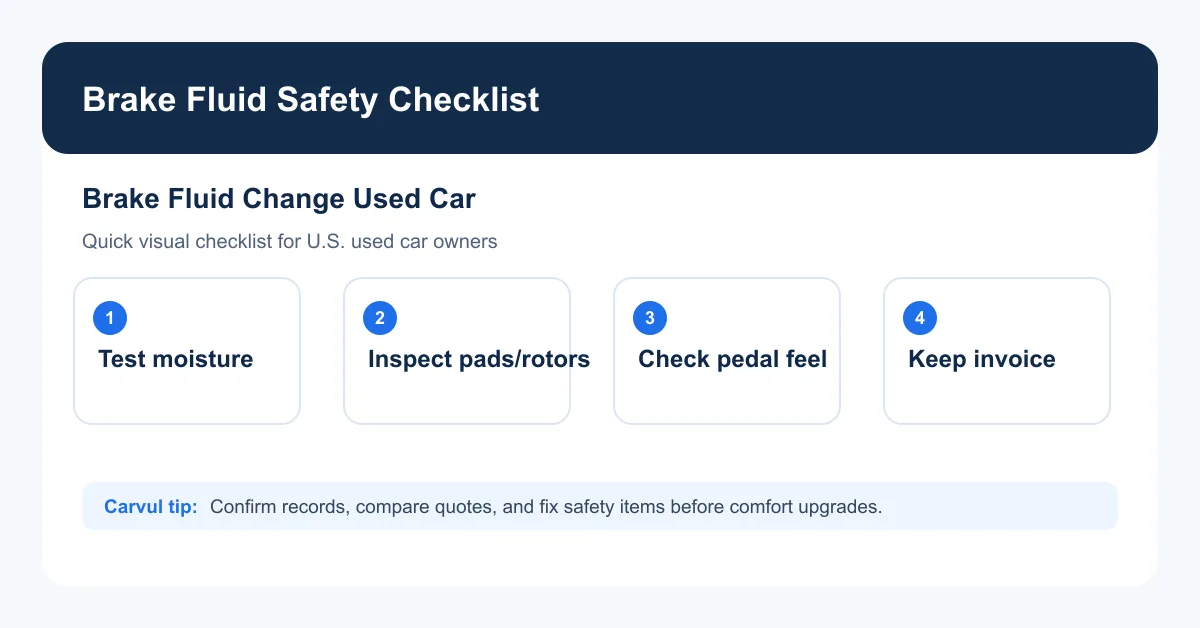 brake fluid change used car safety checklist chart