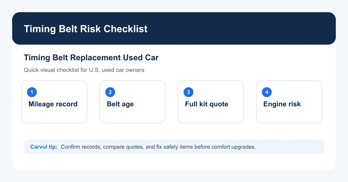 timing belt replacement used car risk checklist chart