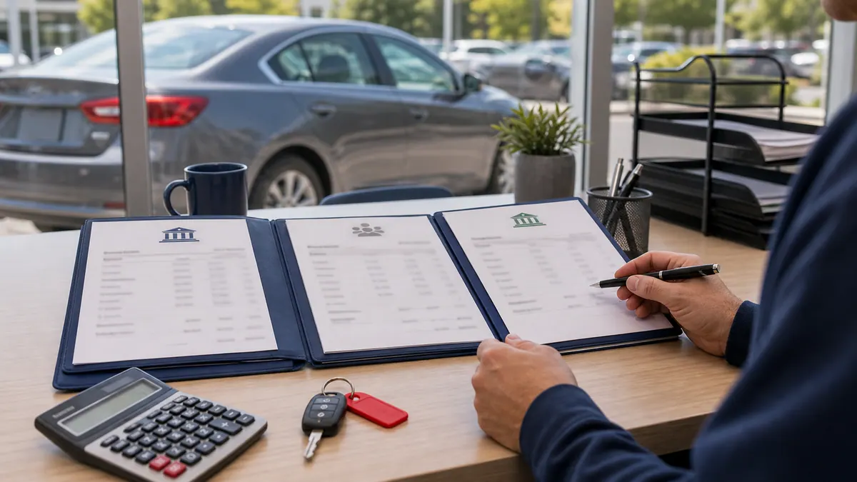 Used car loan rate quote comparison with calculator and car key