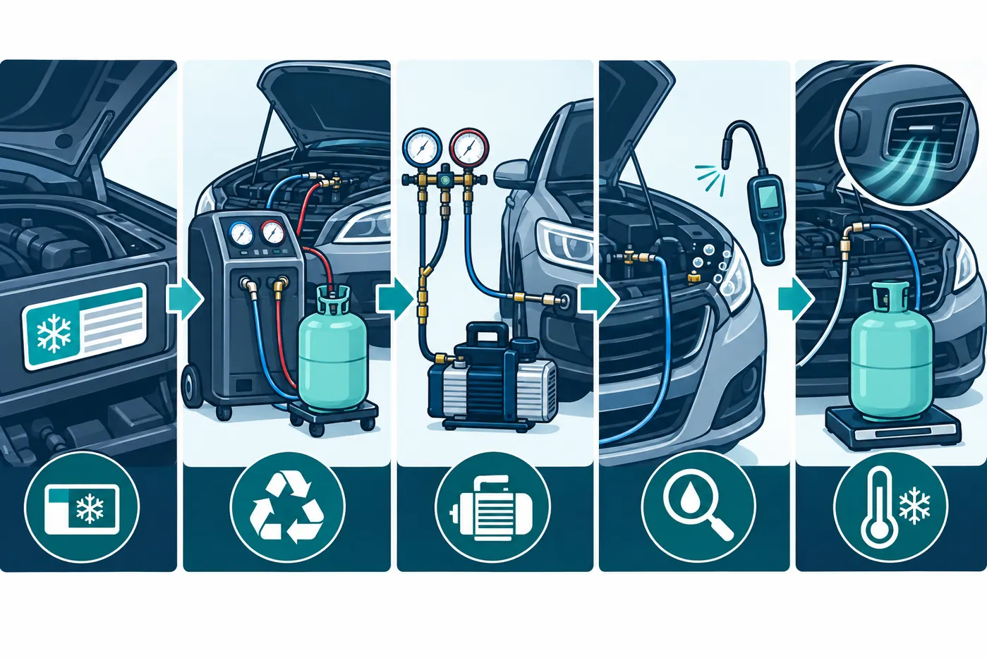 car AC recharge cost: illustrated inspection and decision guide