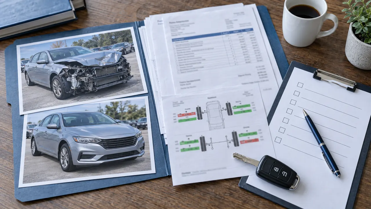 Repair evidence to review before buying a rebuilt title car