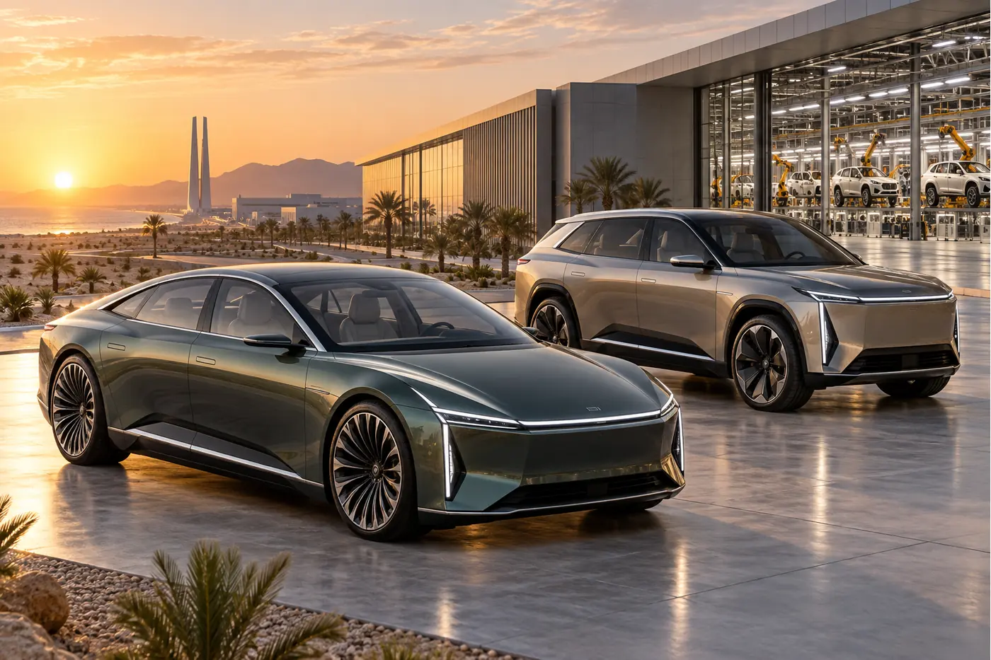 CEER EXOBOT electric sedan and SUV editorial illustration