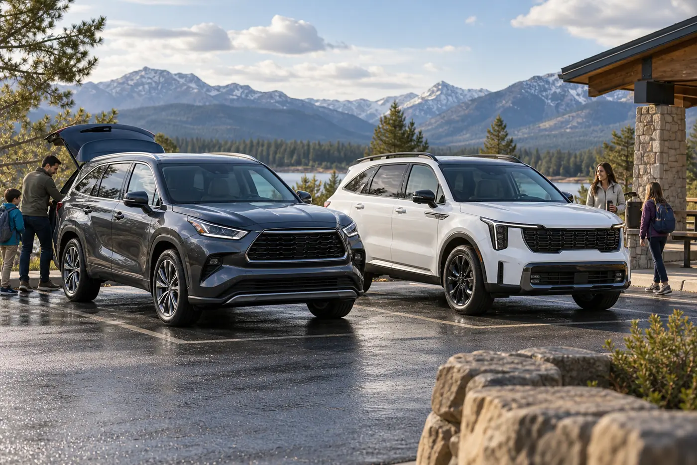 Highlander Hybrid and Sorento Hybrid three-row comparison