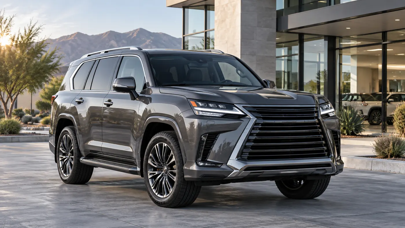 Editorial illustration of a full-size luxury SUV for 2027 Lexus LX price news