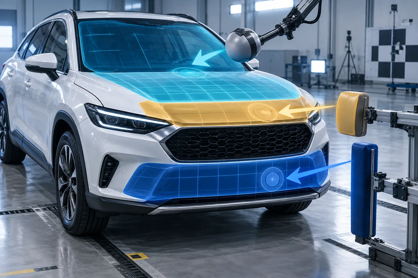 2027 vehicle pedestrian safety tests for the hood leading edge and bumper