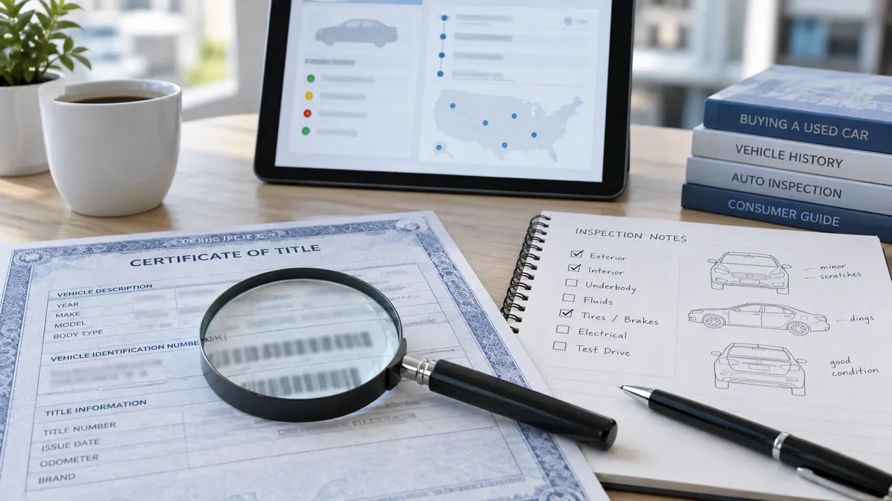 Documents and report notes being compared during a salvage VIN check