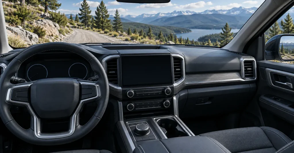Four-wheel-drive SUV controls beside a maintained gravel trail