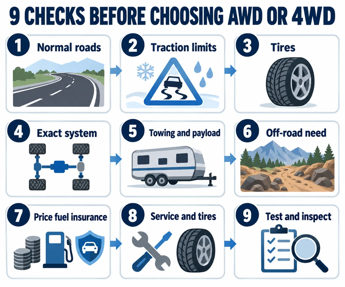 Nine checks for choosing between AWD and 4WD
