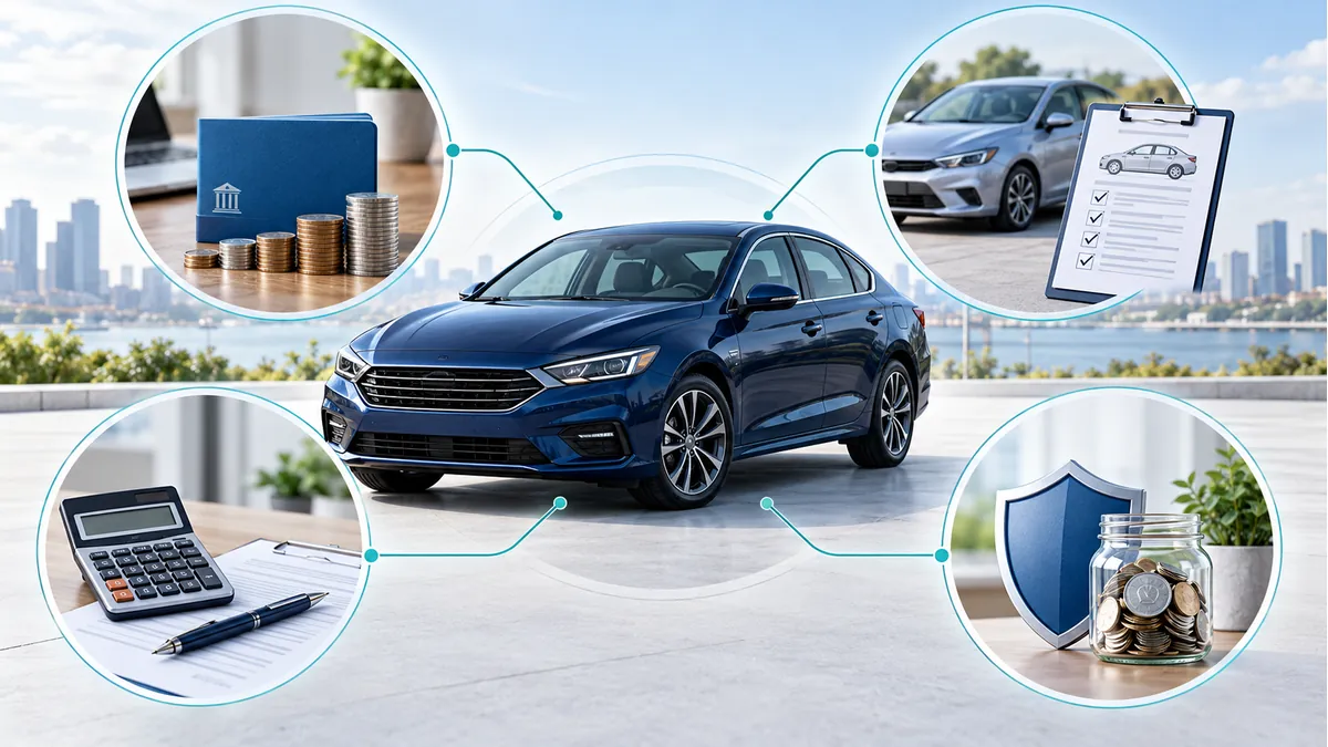Car down payment factors including cash, trade-in equity and amount financed