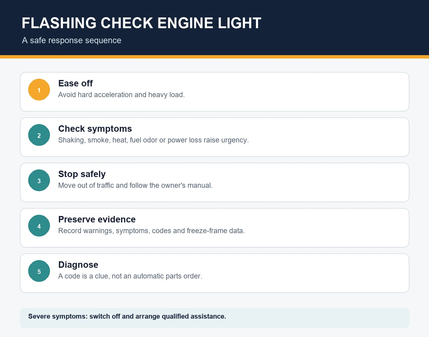 Flashing check engine light urgent response steps