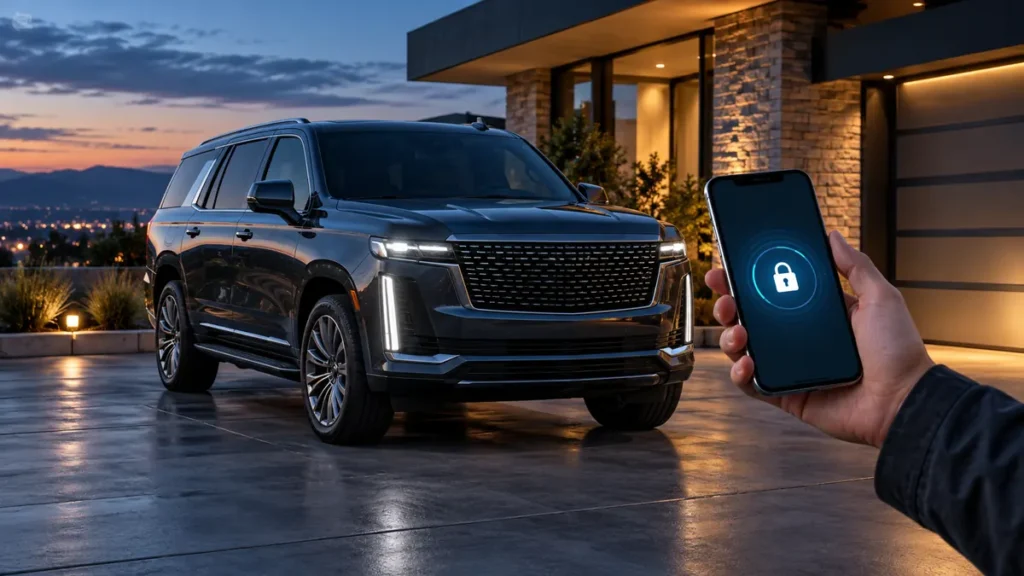 GM Digital Key used with a compatible smartphone and full-size SUV