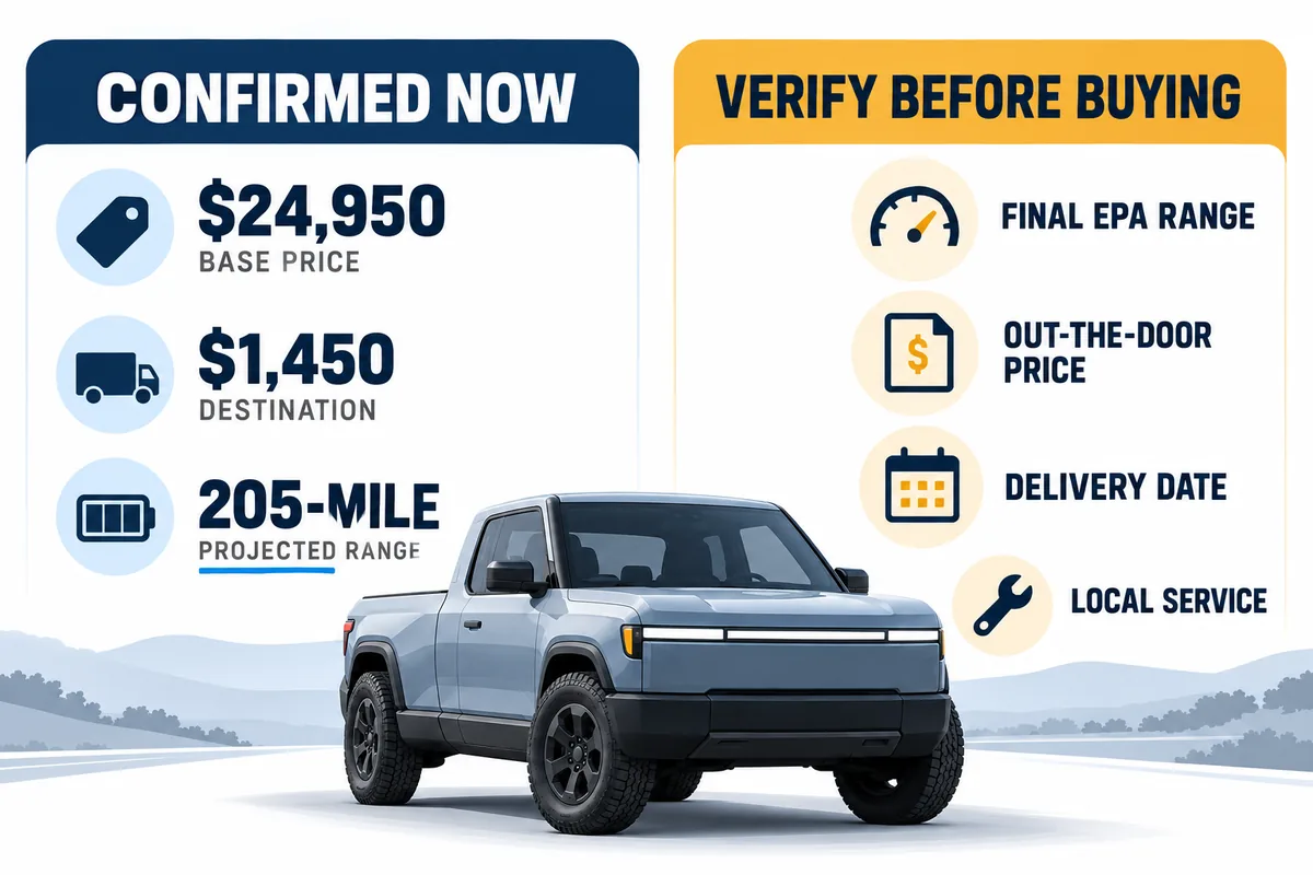 Slate Auto truck buyer checklist comparing confirmed details with items to verify